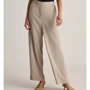 NEW NWT! QUINCE STRETCH CREPE CLASSIC TROUSER PANTS FLAT FRONT WIDE LEG sz 8